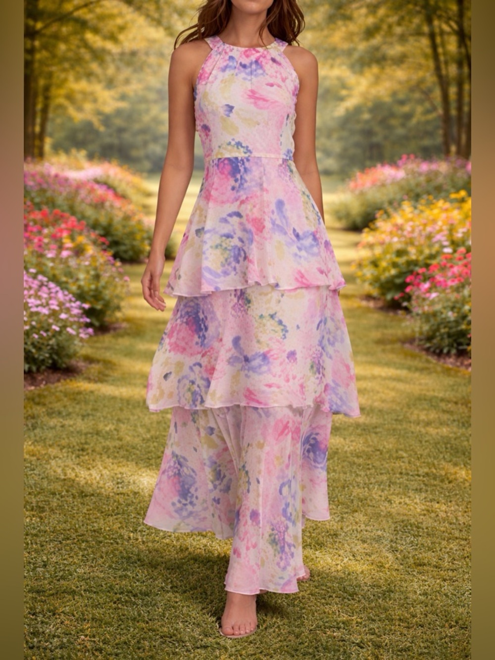 Marc New York floral tiered sleeveless  Dress size 8